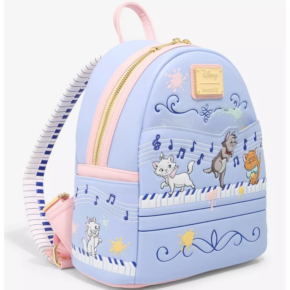 Loungefly Disney The Aristocats Kittens Piano Mini Backpack and Wallet NWT - Picture 2 of 9